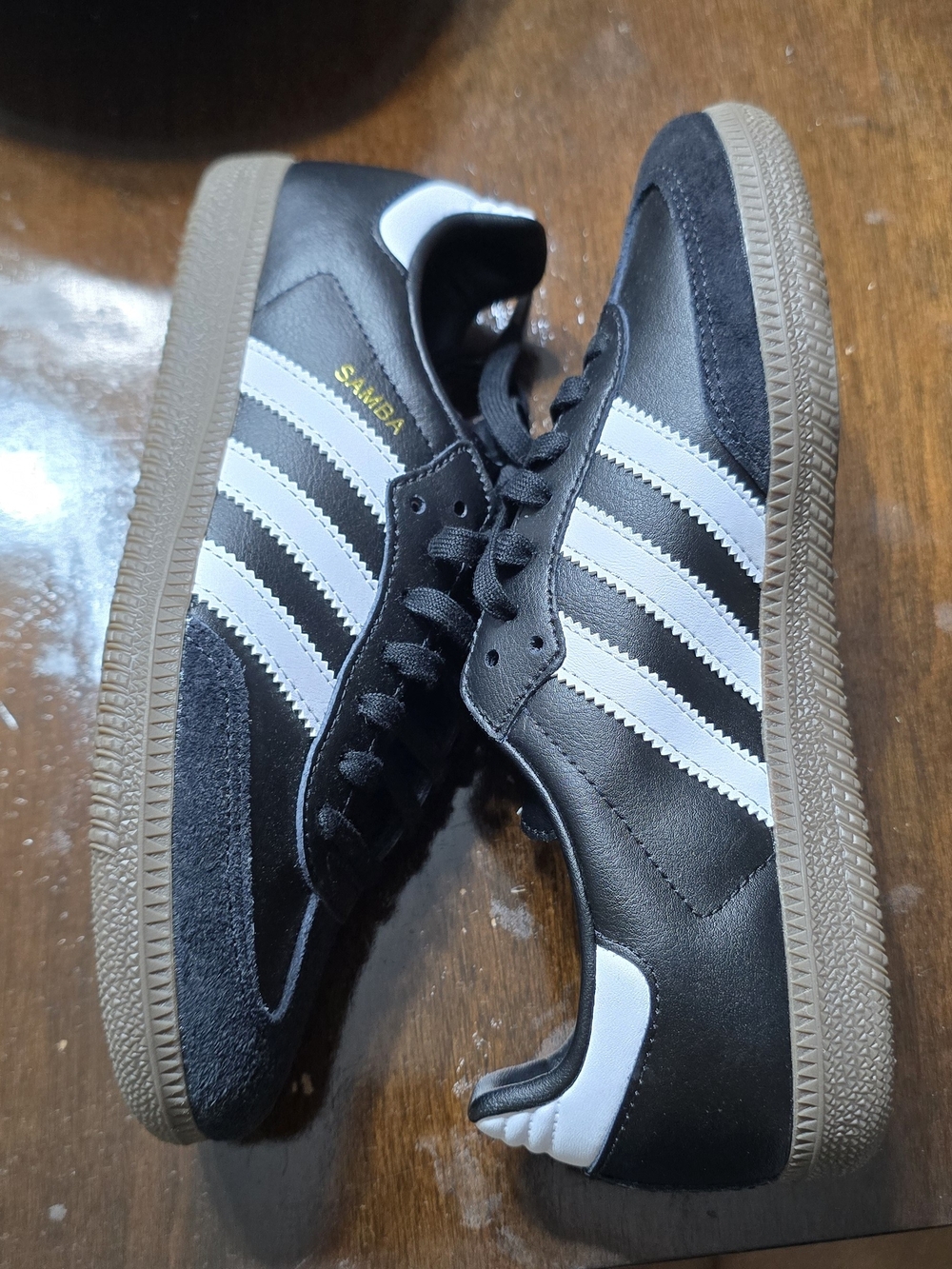 adidas Samba Black with White Stripes and Gum Sole Sneakers